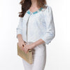 Spring Beading Sequins Women Short Coat High Street Elegant Three Quarter Sleeve Outerwear Stand Collar Blazer Jacket