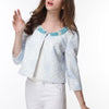 Spring Beading Sequins Women Short Coat High Street Elegant Three Quarter Sleeve Outerwear Stand Collar Blazer Jacket