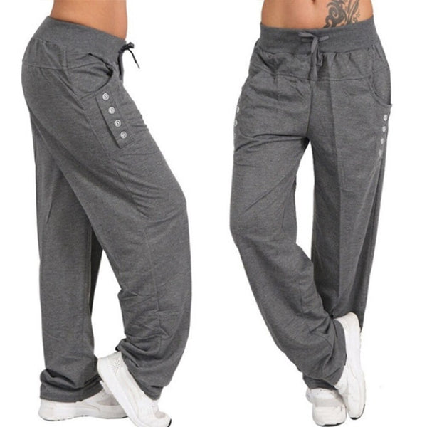 Fashion Spring Casual Women's Pants Solid Loose Drawstring Female Straight Trousers Plain Warm Pants For Women Plus Size