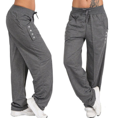 Fashion Spring Casual Women's Pants Solid Loose Drawstring Female Straight Trousers Plain Warm Pants For Women Plus Size