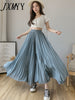 Streetwear Pleated Culotte Mujer Pants Blue Black Purple Chiffon Trousers Stretch High Waist Loose Wide Leg Pants Women
