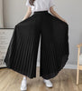 Streetwear Pleated Culotte Mujer Pants Blue Black Purple Chiffon Trousers Stretch High Waist Loose Wide Leg Pants Women