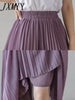 Streetwear Pleated Culotte Mujer Pants Blue Black Purple Chiffon Trousers Stretch High Waist Loose Wide Leg Pants Women