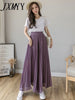Streetwear Pleated Culotte Mujer Pants Blue Black Purple Chiffon Trousers Stretch High Waist Loose Wide Leg Pants Women
