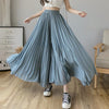 Streetwear Pleated Culotte Mujer Pants Blue Black Purple Chiffon Trousers Stretch High Waist Loose Wide Leg Pants Women