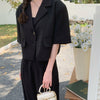 Streetwear Women Short Sleeve Suit Blazer Summer Loose Solid Top Casual Korean All-match Elegant Button Suit Blazer New