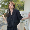 Streetwear Women Short Sleeve Suit Blazer Summer Loose Solid Top Casual Korean All-match Elegant Button Suit Blazer New