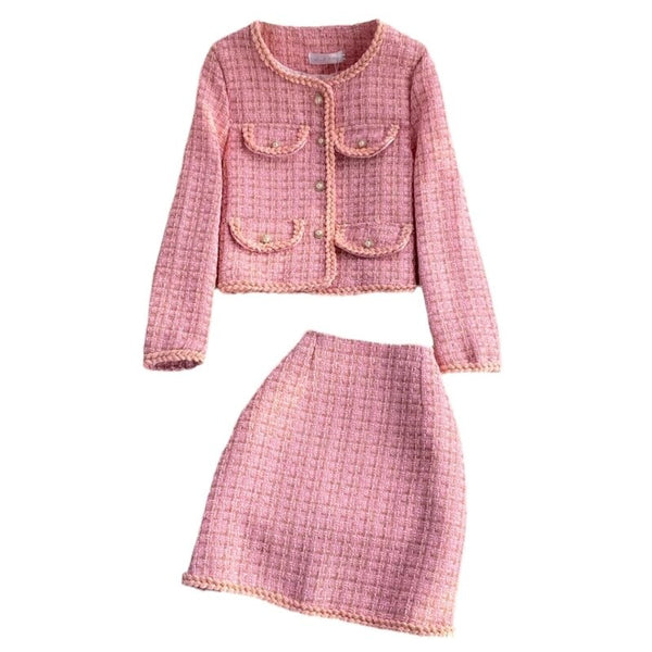 Suit Autumn Winter 2023 Short Jacket Female Two-piece Sets High Waist Hip Skirt Sexy Womens Clothing Casual Korean New