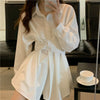 Suit Dresses Female Autumn 2022 Korean Long Sleeve Shirt Dress High Waist Casual Shorts Two Piece Set