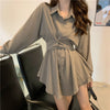 Suit Dresses Female Autumn 2022 Korean Long Sleeve Shirt Dress High Waist Casual Shorts Two Piece Set
