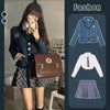 Suit Female 2023 Autumn Temperament Suit Jacket + Short Long-sleeved Shirt + High-waist Plaid Skirt Three-piece Suit