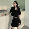 Suit Female 2022 Summer Skirt Suits Design Small Suit Short Sleeve Lapel Loose Short Coat + Pleated Skirt
