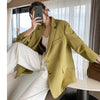 Suit Jacket for Women 2022 Spring Autumn Long Sleeve Casual Loose Solid Green Blazer Work Wear Outwear