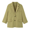 Suit Jacket for Women 2022 Spring Autumn Long Sleeve Casual Loose Solid Green Blazer Work Wear Outwear