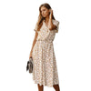 Summer Dress Women 2022 Polka Dot Print High Waist Vintage A-Line Dress Elegant Single-Breasted Boho Midi Long Dresses