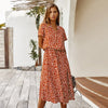 Summer Dress Women 2022 Polka Dot Print High Waist Vintage A-Line Dress Elegant Single-Breasted Boho Midi Long Dresses