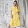 Summer Dress Women 2022 Polka Dot Print High Waist Vintage A-Line Dress Elegant Single-Breasted Boho Midi Long Dresses