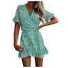 Summer Dress Women Floral Printed V-neck Lace Casual Dress Ruffled Dresses For Women 2023 Elegant Sundress Ropa Mujer