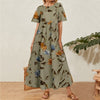 Summer Maxi Dress Women's Printed Sundress Casual Short Sleeve Vestidos Female High Waist Robe Femme Plus Size платье