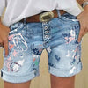 Summer Plus Size Women Shorts Pattern Printing Denim Ladies Short Jeans  Printed High Waist Female Shorts