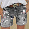 Summer Plus Size Women Shorts Pattern Printing Denim Ladies Short Jeans  Printed High Waist Female Shorts
