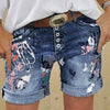 Summer Plus Size Women Shorts Pattern Printing Denim Ladies Short Jeans  Printed High Waist Female Shorts