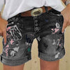 Summer Plus Size Women Shorts Pattern Printing Denim Ladies Short Jeans  Printed High Waist Female Shorts
