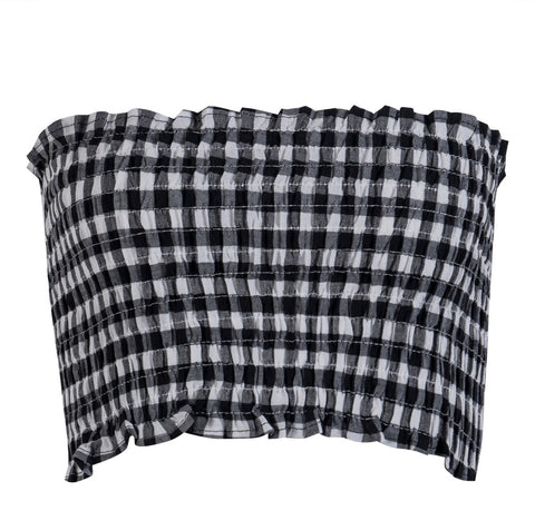 Fashion Summer Strapless Shirt Women Casual Short Tops Vest Pleat Sleeveless Crop Tops Shirt