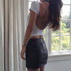 Summer Women Casual Tank Tops Vest Blouse Short Sleeve Crop Tops Shirt Black White Halter Costume