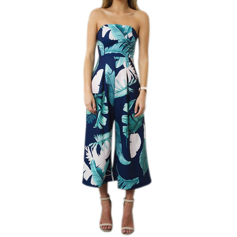 Fashion Summer Women Sexy Jumpsuits Printing Off Shoulder Sleeveless Backless Elegant Ladies Girls Romper H9