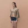 Sweet Design Ruffled Women Short Blouse Long Sleeve Solid Color Turn Down Cute Ladies Shirt Tops Cotton Loose