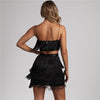 Tassel Spaghetti Strap Crop Top Mini Dress 2 Two Piece Set Women Sexy Camis Package Hip Dresses Party Clubwear Suits