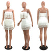 Tassel Spaghetti Strap Crop Top Mini Dress 2 Two Piece Set Women Sexy Camis Package Hip Dresses Party Clubwear Suits