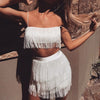 Tassel Spaghetti Strap Crop Top Mini Dress 2 Two Piece Set Women Sexy Camis Package Hip Dresses Party Clubwear Suits