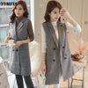 Temperament Women's Vest Suit 2022 Spring and Autumn Double-breasted Long Ladies Jacket Plaid Coat Women
