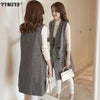 Temperament Women's Vest Suit 2022 Spring and Autumn Double-breasted Long Ladies Jacket Plaid Coat Women