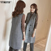 Temperament Women's Vest Suit 2022 Spring and Autumn Double-breasted Long Ladies Jacket Plaid Coat Women