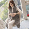 Temperament Women's Vest Suit 2022 Spring and Autumn Double-breasted Long Ladies Jacket Plaid Coat Women