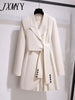 Trench Coat Dress Women 2023 Spring Autumn Windbreaker Coat Female Oversize 4XL Black White Belt Blazer Vintage