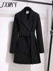 Trench Coat Dress Women 2023 Spring Autumn Windbreaker Coat Female Oversize 4XL Black White Belt Blazer Vintage