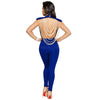 Fashion Vintage Pearl Chain Sexy Backless Jumpsuit Women Casual Party Sleeveless Slim Bodycon Jumpsuits Overalls 5 Colors Solid