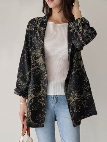 Vintage Women Printed Suits Blazer ZANZEA 2023 Summer Elegant OL Outwears Casual Female Lapel Button Up Oversized Tops 1