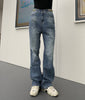 Wash Jeans High Waist Slimming Metal Chain Decorative Trousers 2022 Spring/Autumn Distressed Retro Straight-Leg Pants