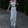 White Jeans for Women 2022 High Waist Long Streetwear Trousers Straight Leg Pants Denim Pants Streetwear