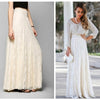 White Silver High Waist Party Wear Maxi Female Pleated Skirts Style Womens Ladies Long Summer Skirt