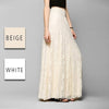 White Silver High Waist Party Wear Maxi Female Pleated Skirts Style Womens Ladies Long Summer Skirt