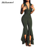 Fashion Wide Leg Bodycon Jumpsuit Deep-V Summer Full Bodysuit Bodies  exy Club Party Black White Rompers Womens Jumpsuit