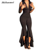 Fashion Wide Leg Bodycon Jumpsuit Deep-V Summer Full Bodysuit Bodies  exy Club Party Black White Rompers Womens Jumpsuit