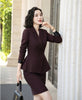 Wine  Fabric Formal Women Business Suits with Blazer and Skirt Ladies Professional Work Wear Blazers Outfits