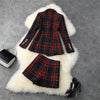 Winter Lady Business Office Party Outfit Women Lolita Vintage Plaid Tweed Woolen Blazer Suit with Shorts Set 2 Piece